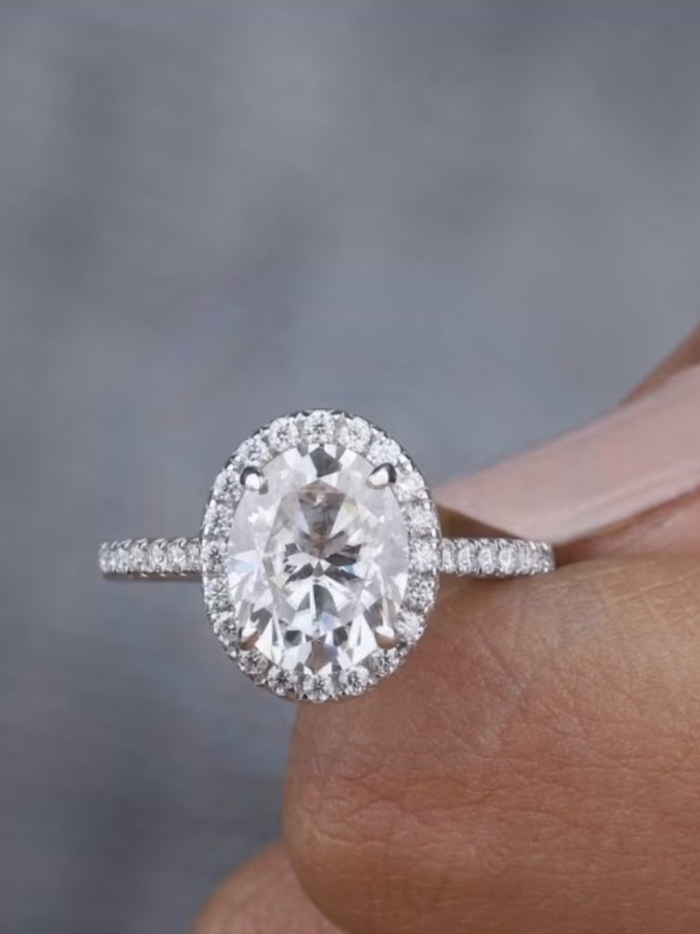 VVS1 D Color 1.5 CT* Oval Cut Halo Pave Moissanite Ring Size 8 US